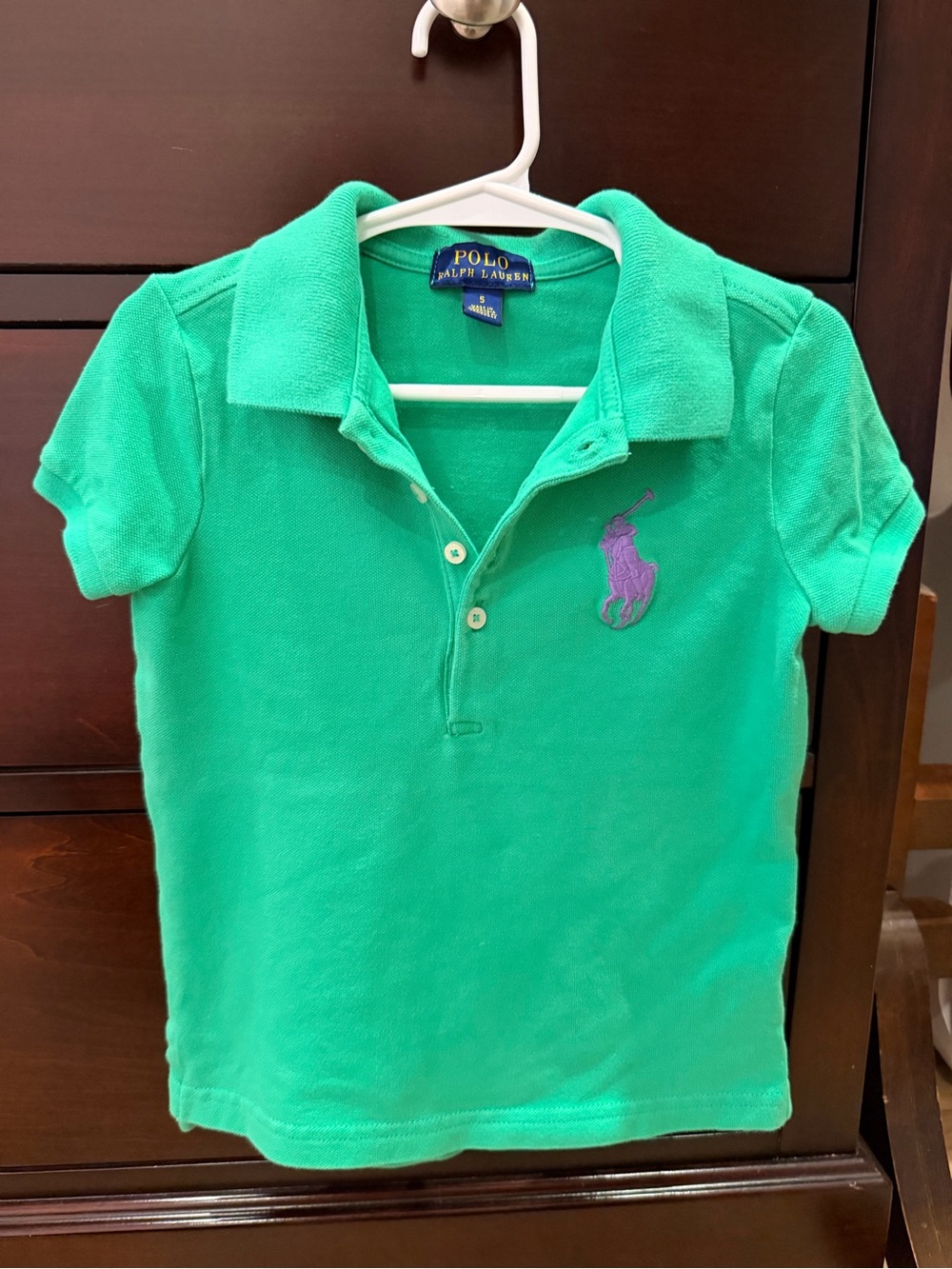 Polo by Ralph Lauren Bright Green Girls Polo with Purple Pony